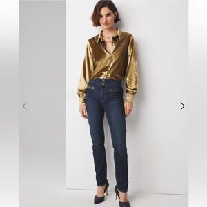 WHBM High-Rise Horsebit Slim Jeans Everyday Soft Size 4 $110 EUC KL